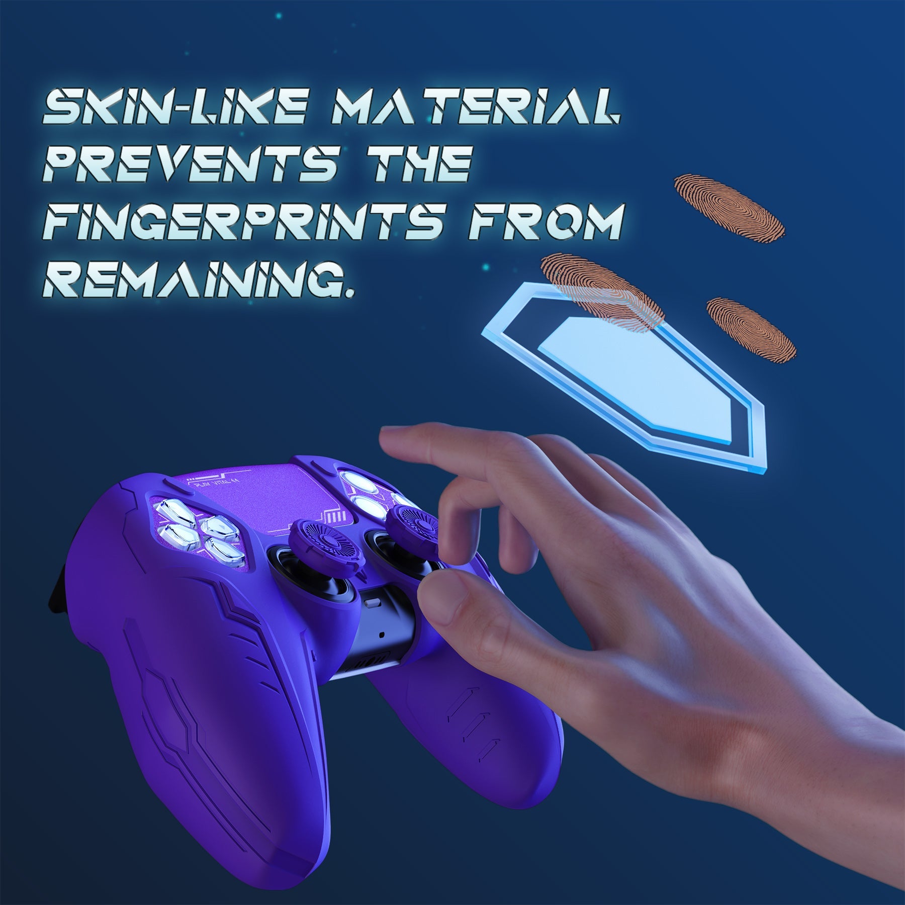 PlayVital 2 Set Futuristic CyberMech Design Silicone Case with Thumb Grips for PS5 Wireless Controller, Compatible with PS5 Official Charging Dock - Purple PlayVital