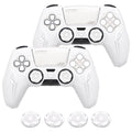 PlayVital 2 Set Futuristic CyberMech Design Silicone Case with Thumb Grips for PS5 Wireless Controller, Compatible with PS5 Official Charging Dock - White PlayVital