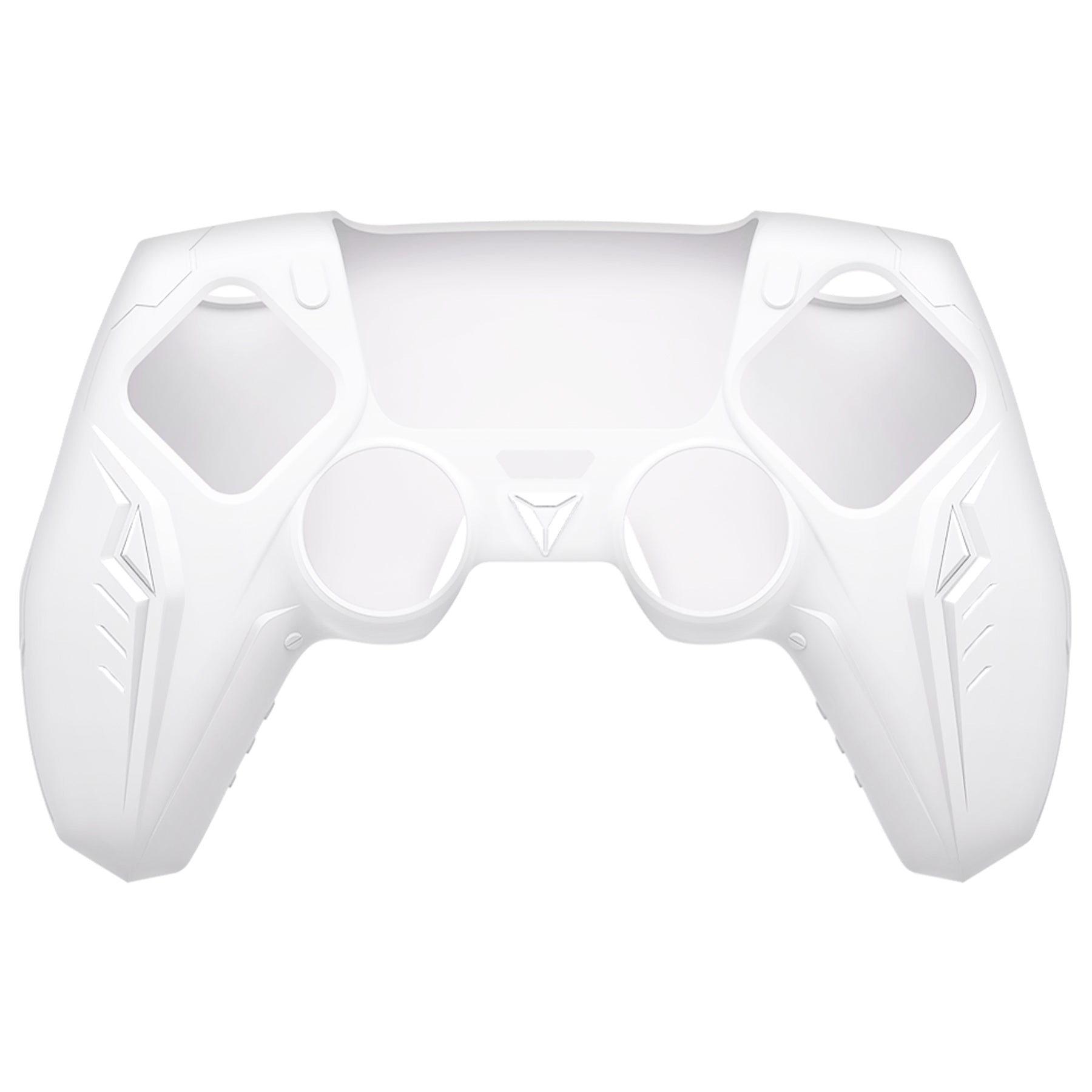 PlayVital 2 Set Futuristic CyberMech Design Silicone Case with Thumb Grips for PS5 Wireless Controller, Compatible with PS5 Official Charging Dock - White PlayVital