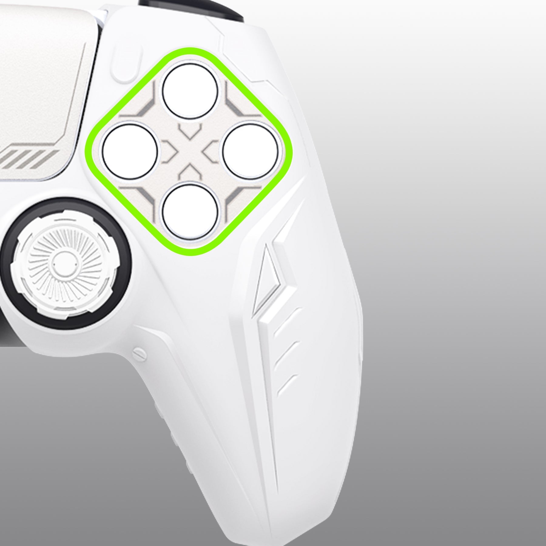 PlayVital 2 Set Futuristic CyberMech Design Silicone Case with Thumb Grips for PS5 Wireless Controller, Compatible with PS5 Official Charging Dock - White PlayVital