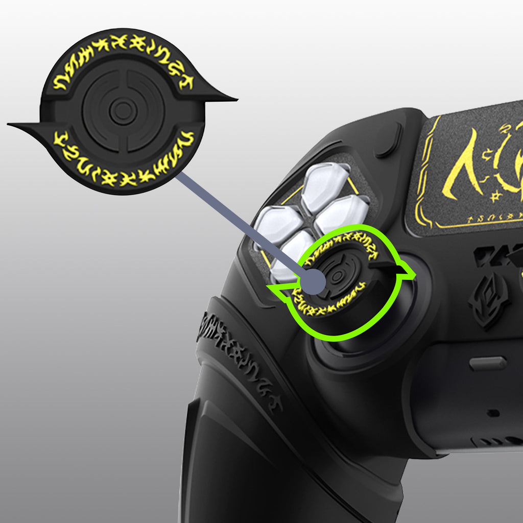 PlayVital 2 Set Runes Edition Silicone Cover Skin for PS5 Controller with Thumb Grips & Touchpad Skin & D-pad Area Sticker, Compatible with PS5 Charging Dock - Black PlayVital