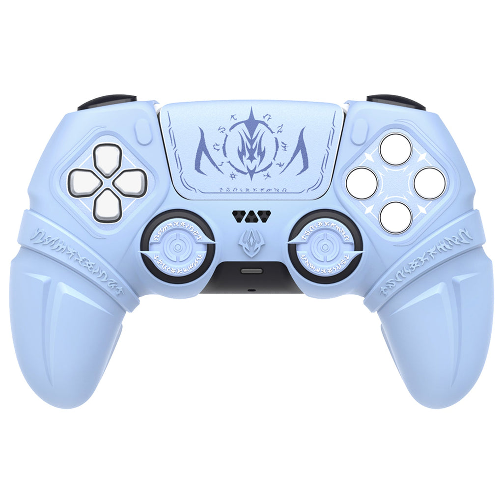 PlayVital 2 Set Runes Edition Silicone Cover Skin for PS5 Controller with Thumb Grips & Touchpad Skin & D-pad Area Sticker, Compatible with PS5 Charging Dock - Blue PlayVital