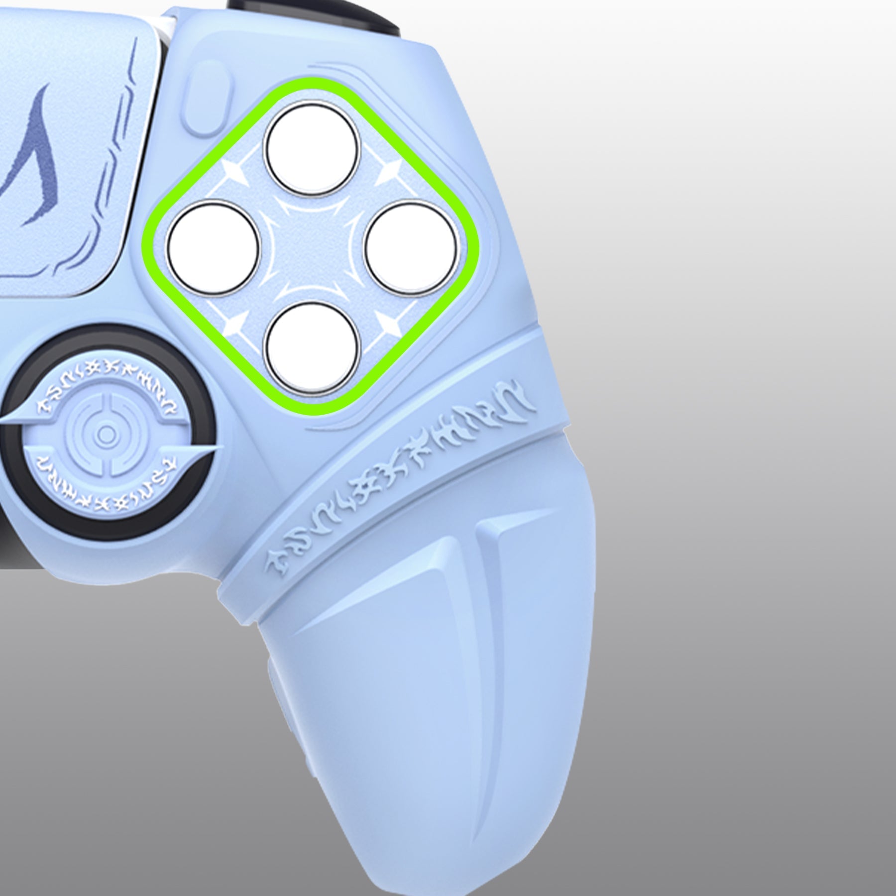 PlayVital 2 Set Runes Edition Silicone Cover Skin for PS5 Controller with Thumb Grips & Touchpad Skin & D-pad Area Sticker, Compatible with PS5 Charging Dock - Blue PlayVital
