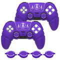 PlayVital 2 Set Runes Edition Silicone Cover Skin for PS5 Controller with Thumb Grips & Touchpad Skin & D-pad Area Sticker, Compatible with PS5 Charging Dock - Purple PlayVital