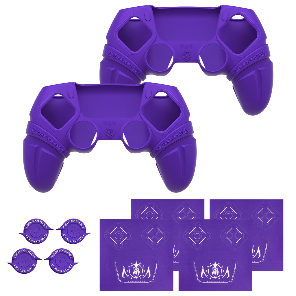 PlayVital 2 Set Runes Edition Silicone Cover Skin for PS5 Controller with Thumb Grips & Touchpad Skin & D-pad Area Sticker, Compatible with PS5 Charging Dock - Purple PlayVital