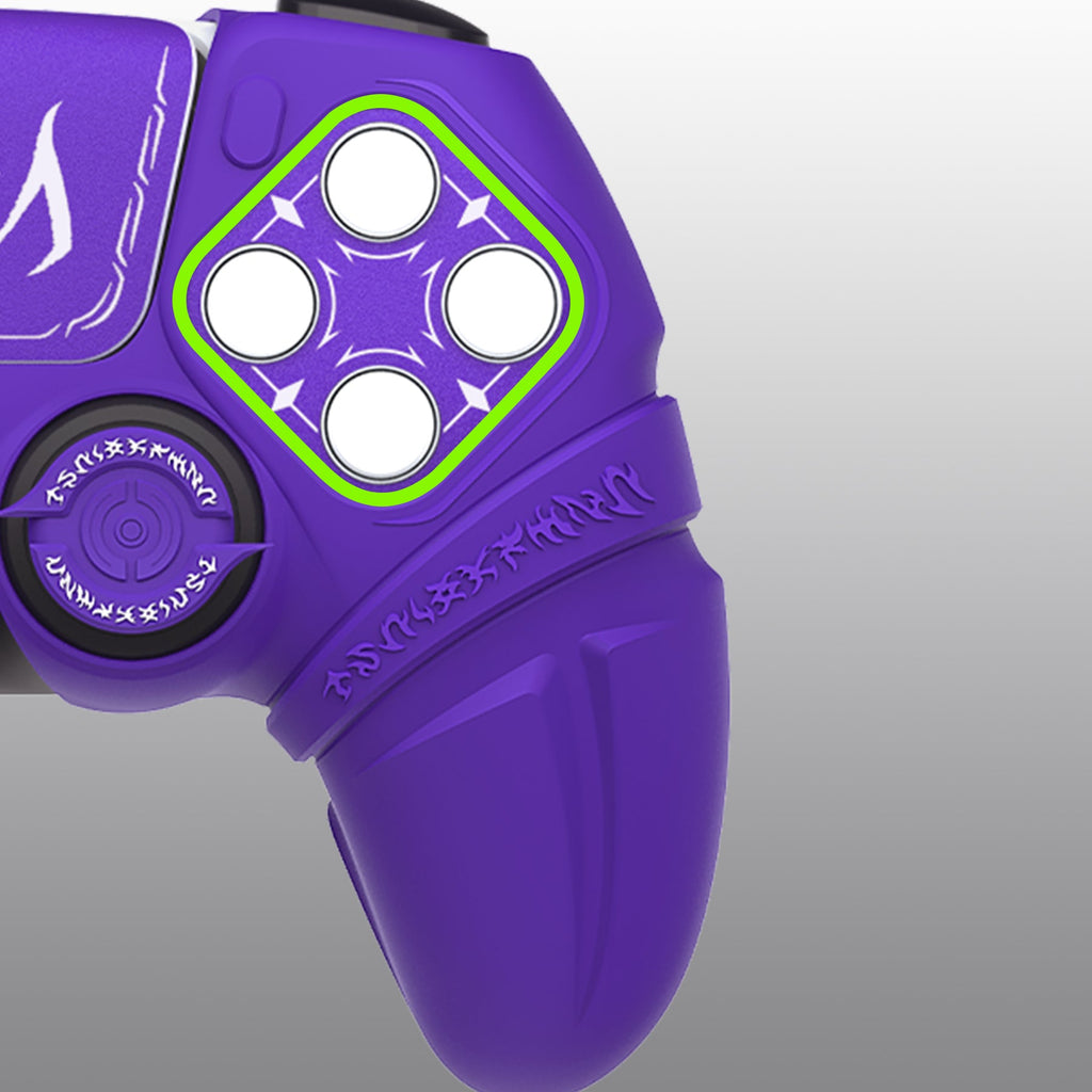 PlayVital 2 Set Runes Edition Silicone Cover Skin for PS5 Controller with Thumb Grips & Touchpad Skin & D-pad Area Sticker, Compatible with PS5 Charging Dock - Purple PlayVital