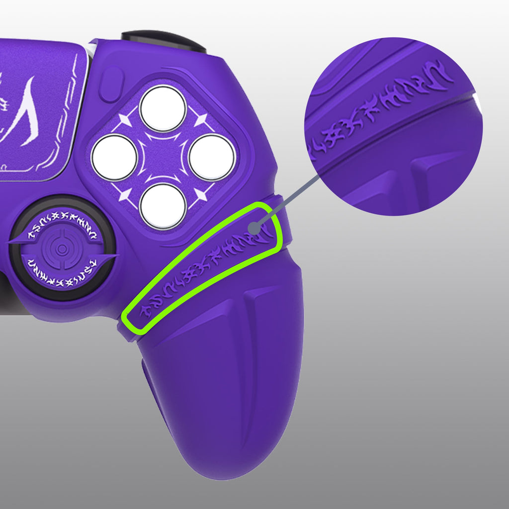 PlayVital 2 Set Runes Edition Silicone Cover Skin for PS5 Controller with Thumb Grips & Touchpad Skin & D-pad Area Sticker, Compatible with PS5 Charging Dock - Purple PlayVital