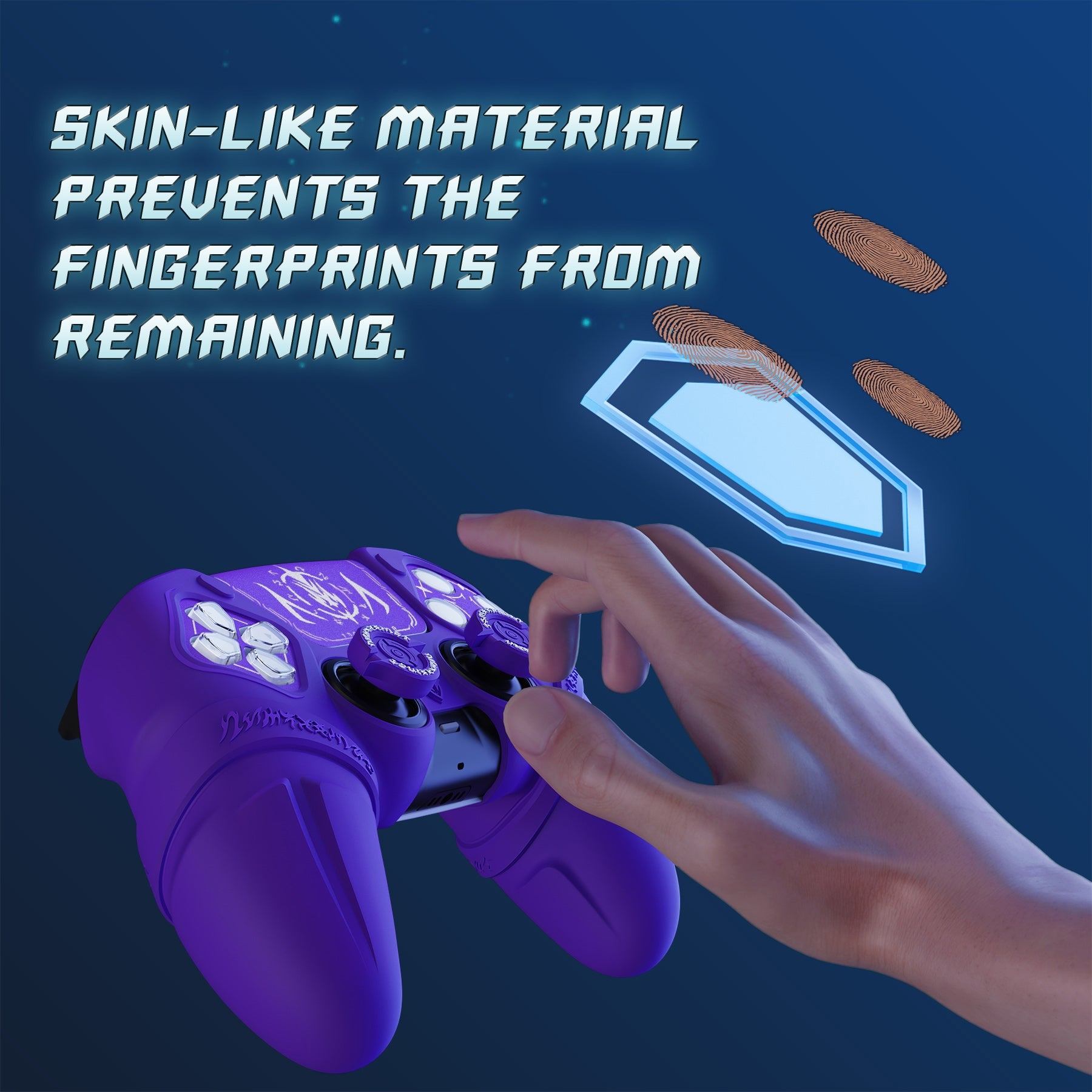 PlayVital 2 Set Runes Edition Silicone Cover Skin for PS5 Controller with Thumb Grips & Touchpad Skin & D-pad Area Sticker, Compatible with PS5 Charging Dock - Purple PlayVital