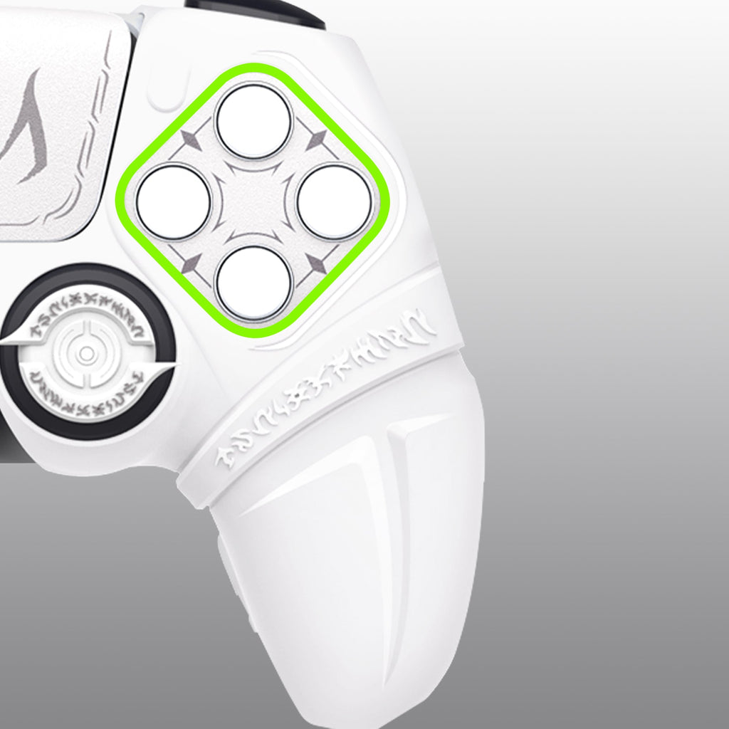 PlayVital 2 Set Runes Edition Silicone Cover Skin for PS5 Controller with Thumb Grips & Touchpad Skin & D-pad Area Sticker, Compatible with PS5 Charging Dock - White PlayVital