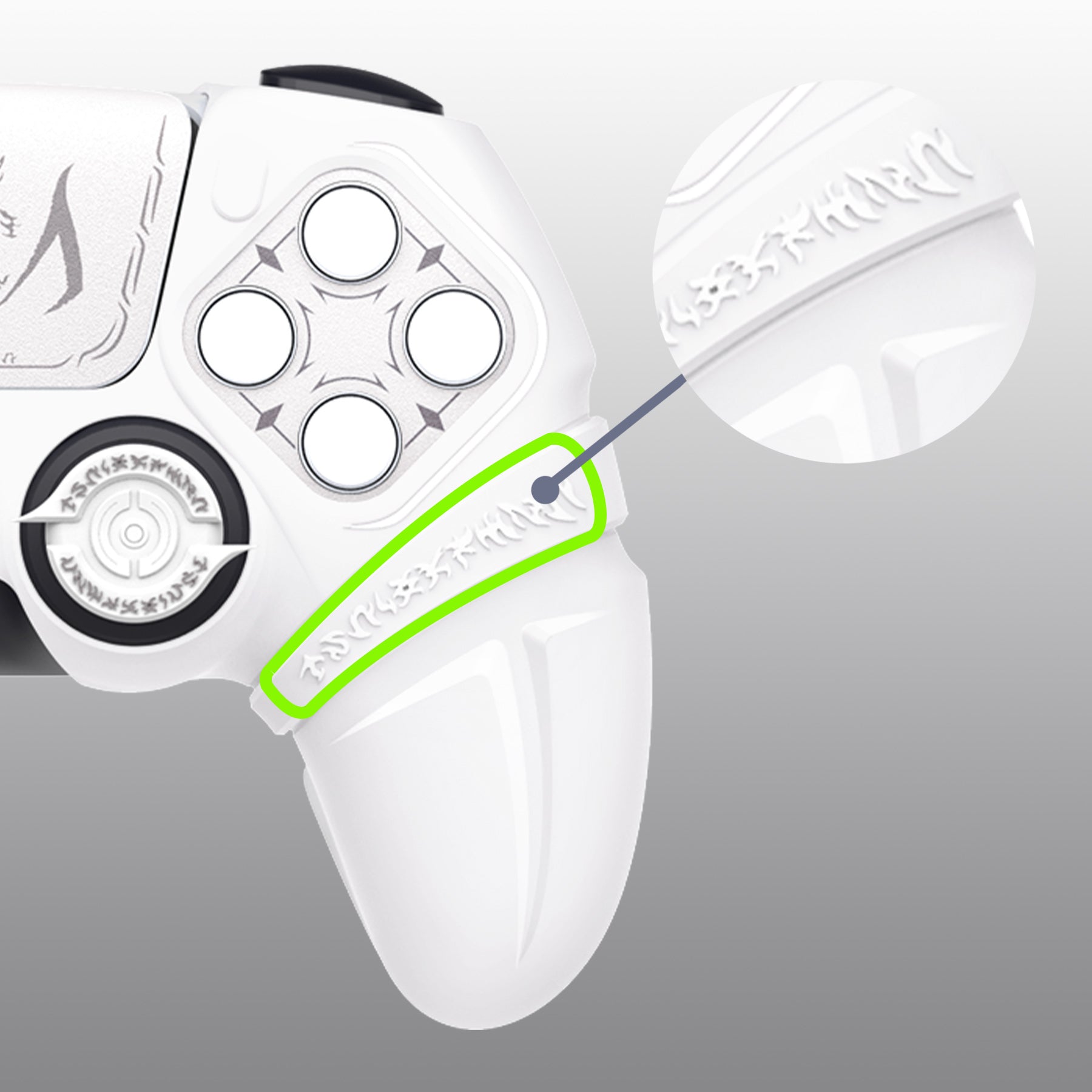 PlayVital 2 Set Runes Edition Silicone Cover Skin for PS5 Controller with Thumb Grips & Touchpad Skin & D-pad Area Sticker, Compatible with PS5 Charging Dock - White PlayVital