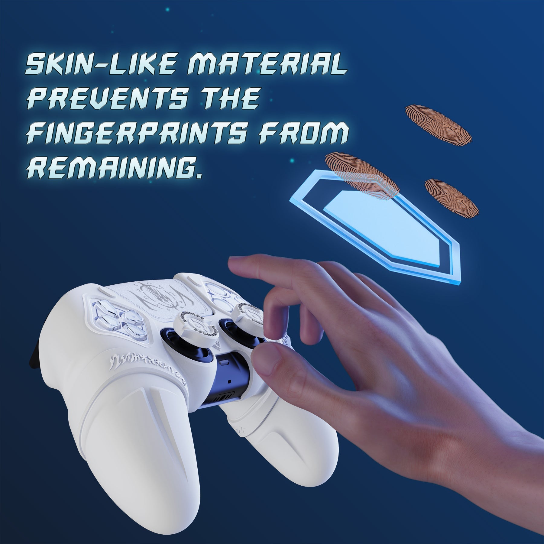 PlayVital 2 Set Runes Edition Silicone Cover Skin for PS5 Controller with Thumb Grips & Touchpad Skin & D-pad Area Sticker, Compatible with PS5 Charging Dock - White PlayVital