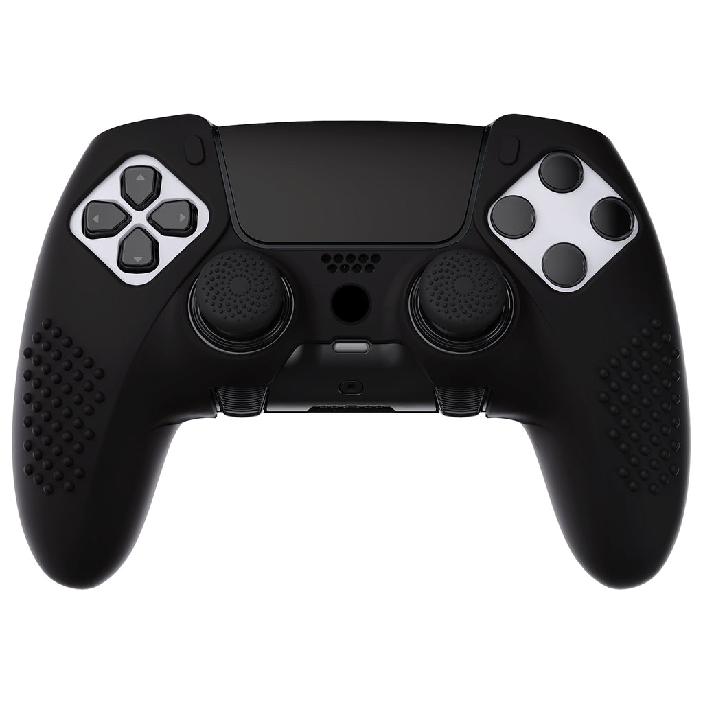 PlayVital 3D Studded Edition Anti-Slip Silicone Cover Case with Thumb Grip Caps for PS5 Edge Controller - Black PlayVital