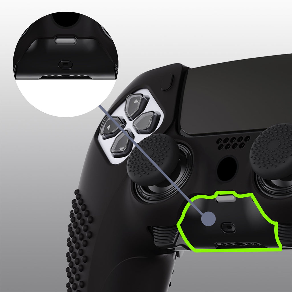 PlayVital 3D Studded Edition Anti-Slip Silicone Cover Case with Thumb Grip Caps for PS5 Edge Controller - Black PlayVital