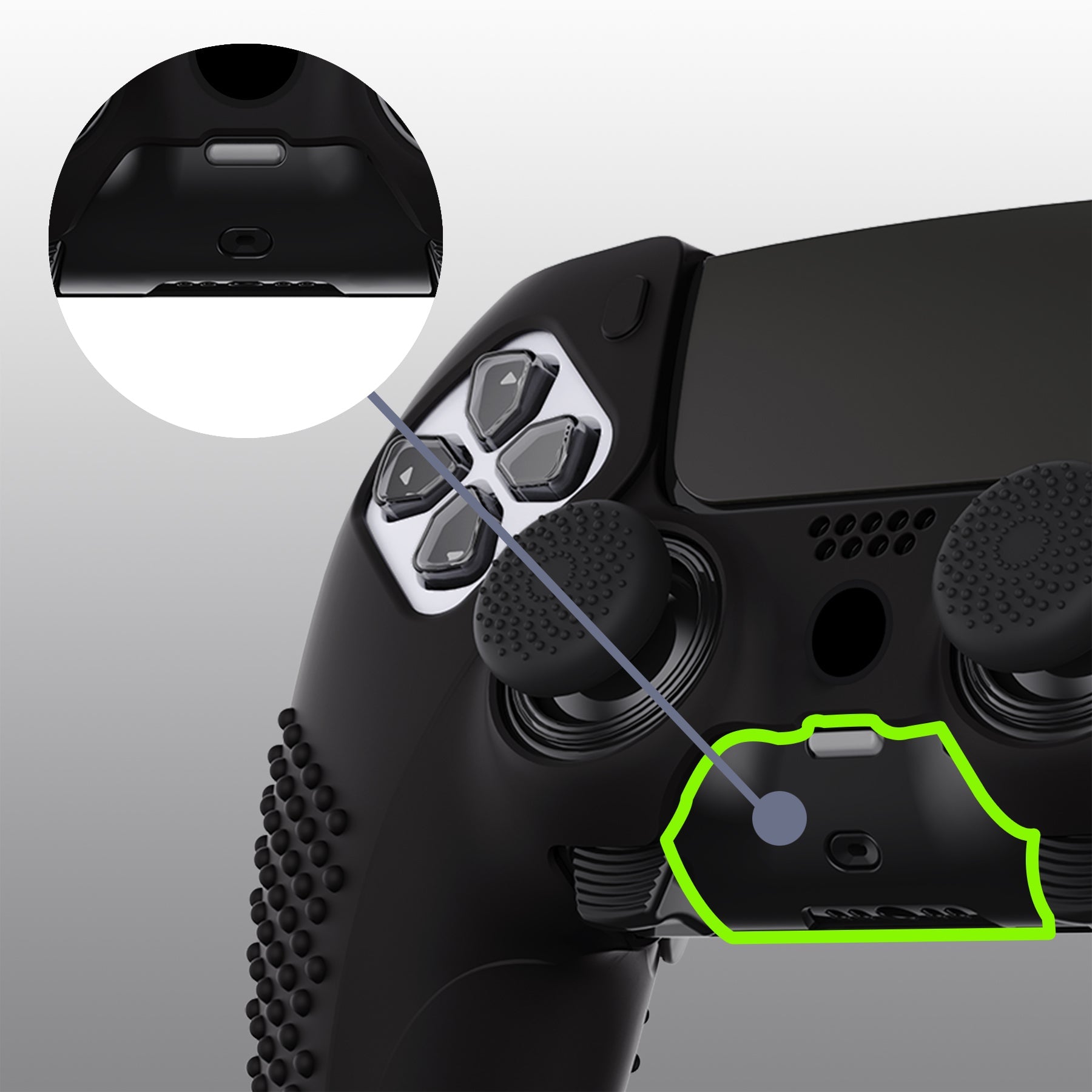 PlayVital 3D Studded Edition Anti-Slip Silicone Cover Case with Thumb Grip Caps for PS5 Edge Controller - Black PlayVital