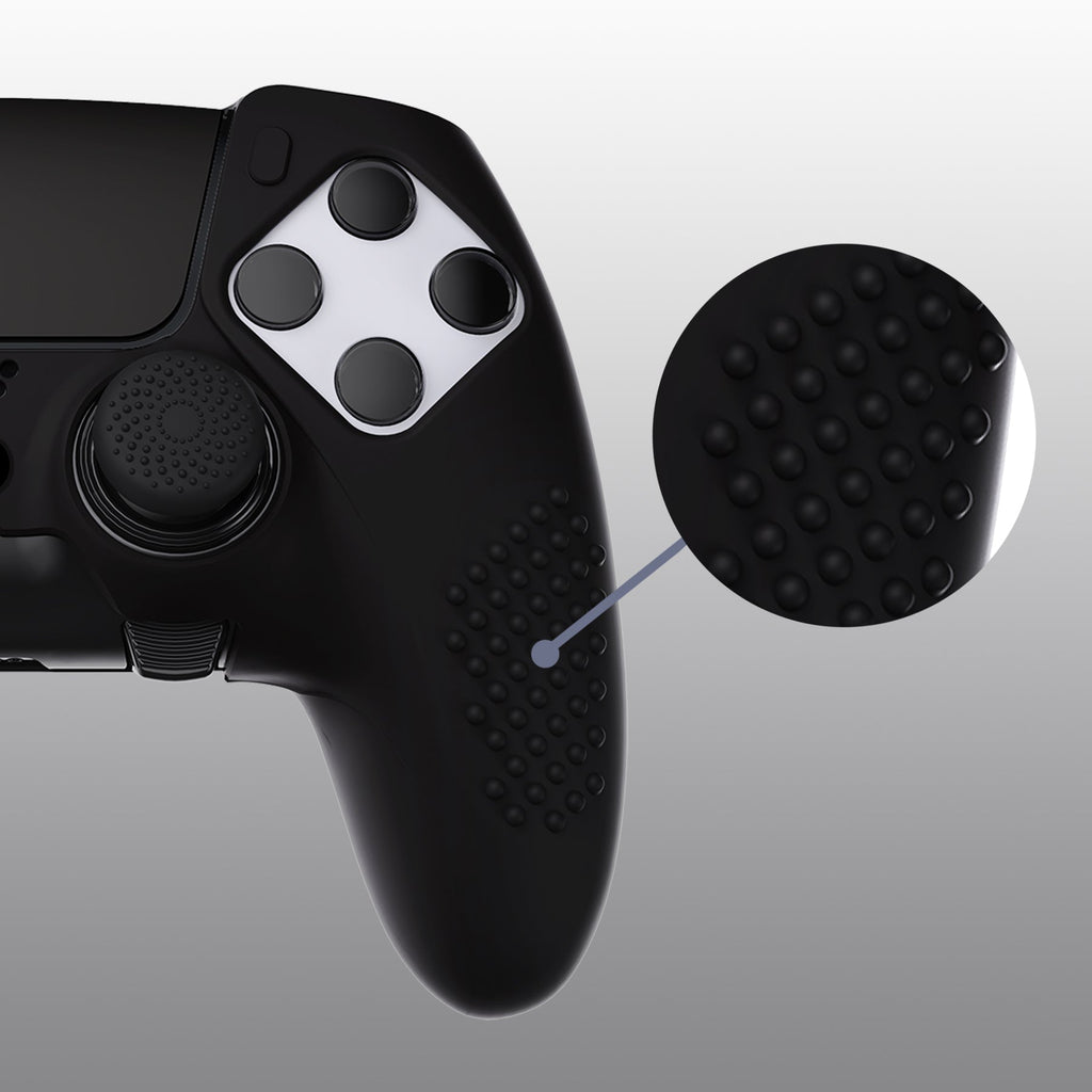 PlayVital 3D Studded Edition Anti-Slip Silicone Cover Case with Thumb Grip Caps for PS5 Edge Controller - Black PlayVital