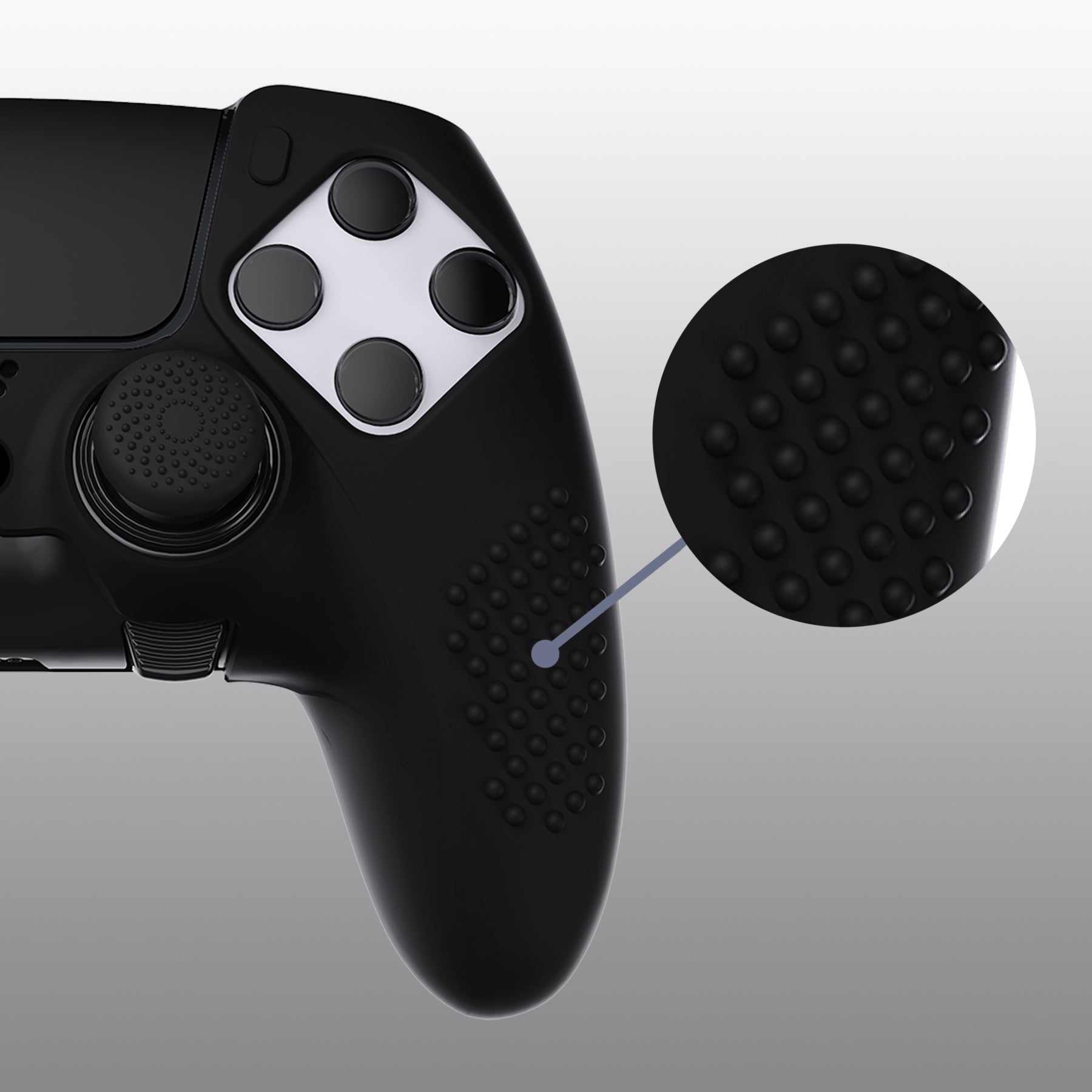 PlayVital 3D Studded Edition Anti-Slip Silicone Cover Case with Thumb Grip Caps for PS5 Edge Controller - Black PlayVital