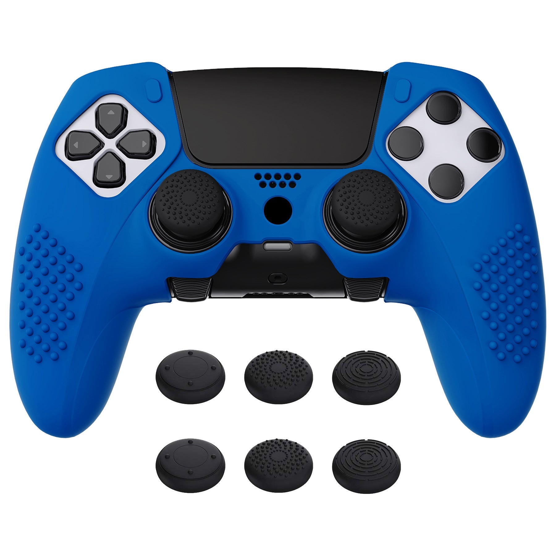 PlayVital 3D Studded Edition Anti-Slip Silicone Cover Case with Thumb Grip Caps for PS5 Edge Controller - Blue PlayVital