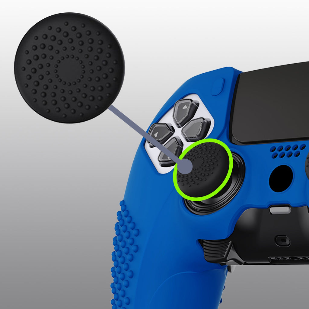 PlayVital 3D Studded Edition Anti-Slip Silicone Cover Case with Thumb Grip Caps for PS5 Edge Controller - Blue PlayVital