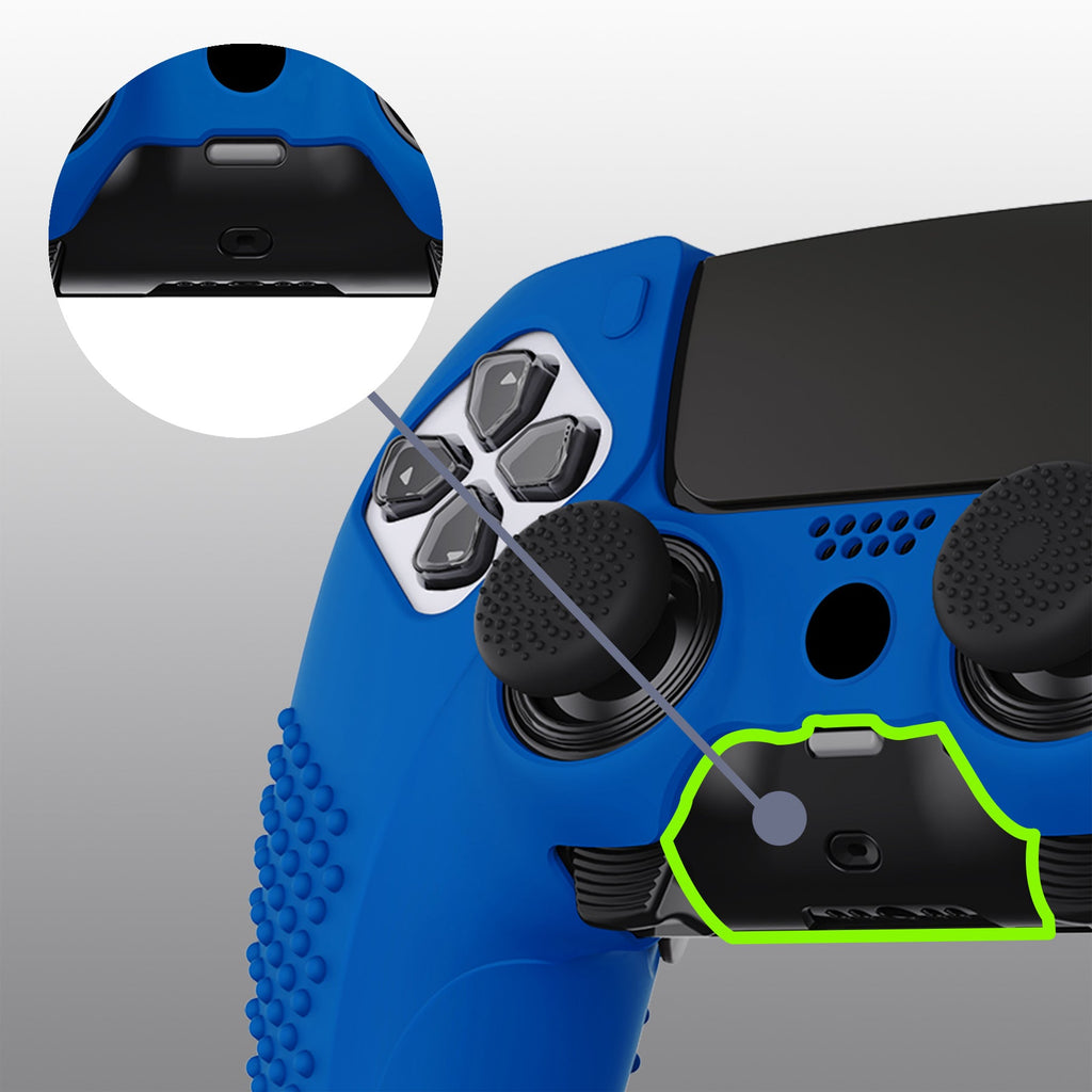 PlayVital 3D Studded Edition Anti-Slip Silicone Cover Case with Thumb Grip Caps for PS5 Edge Controller - Blue PlayVital