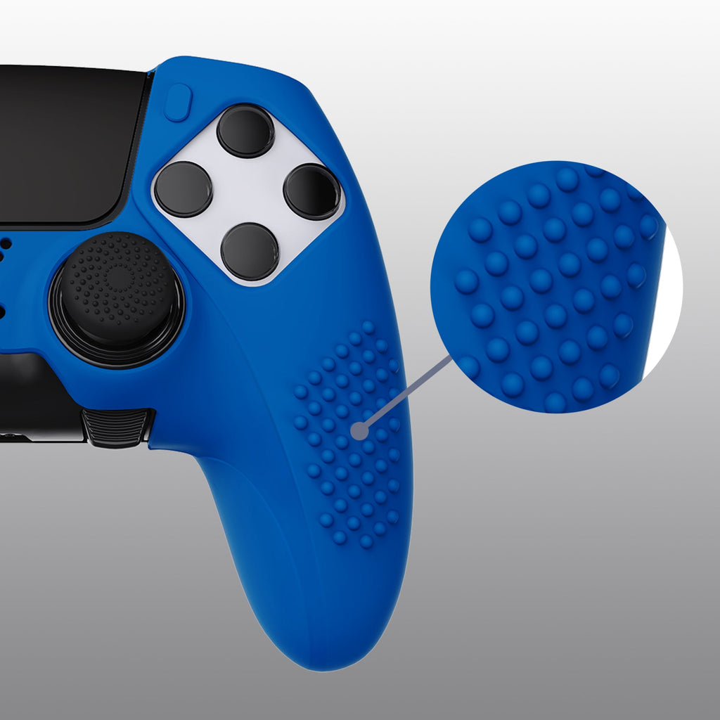 PlayVital 3D Studded Edition Anti-Slip Silicone Cover Case with Thumb Grip Caps for PS5 Edge Controller - Blue PlayVital