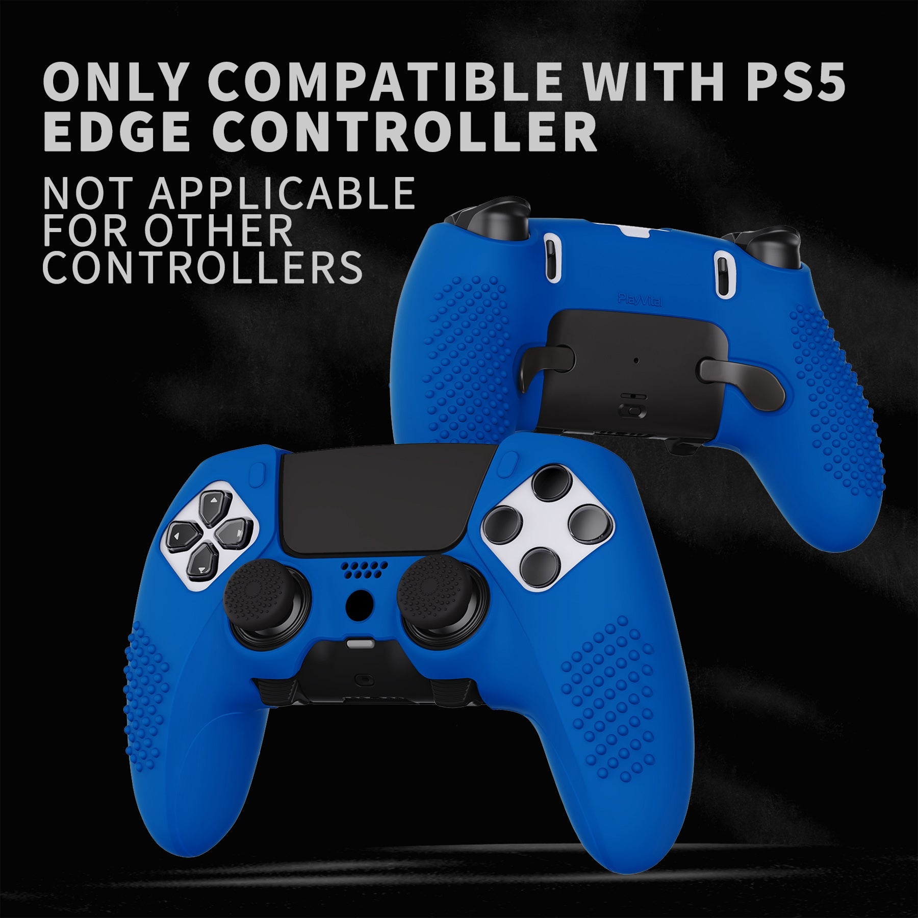 PlayVital 3D Studded Edition Anti-Slip Silicone Cover Case with Thumb Grip Caps for PS5 Edge Controller - Blue PlayVital