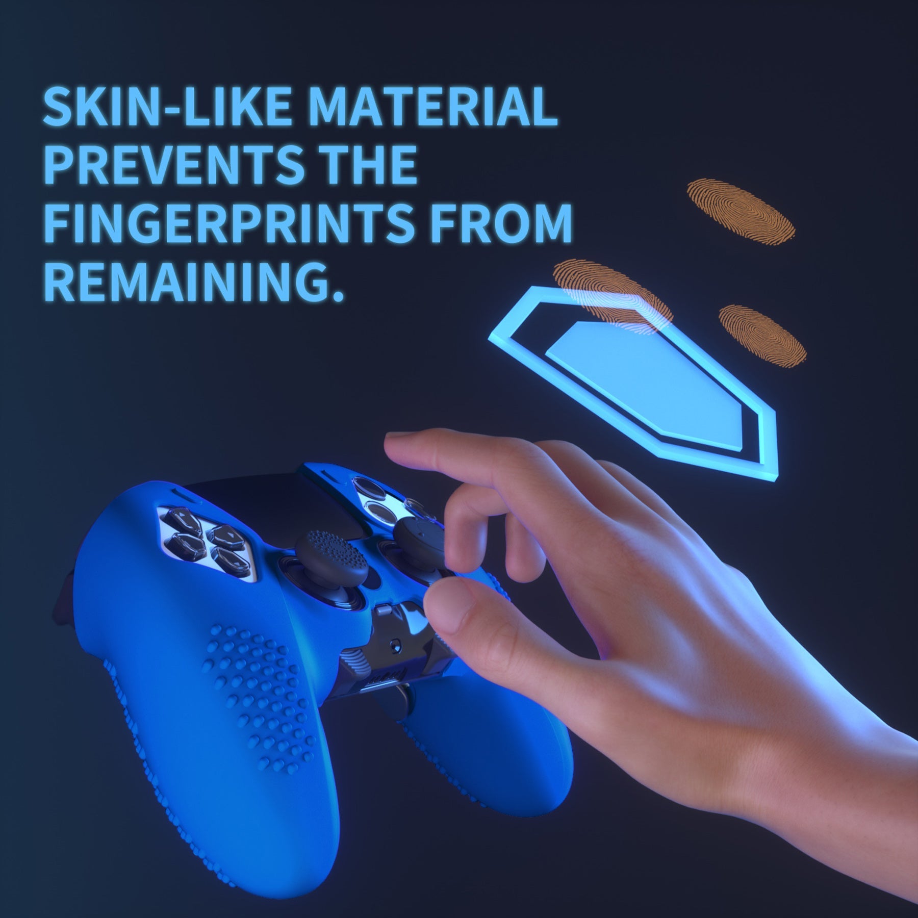 PlayVital 3D Studded Edition Anti-Slip Silicone Cover Case with Thumb Grip Caps for PS5 Edge Controller - Blue PlayVital