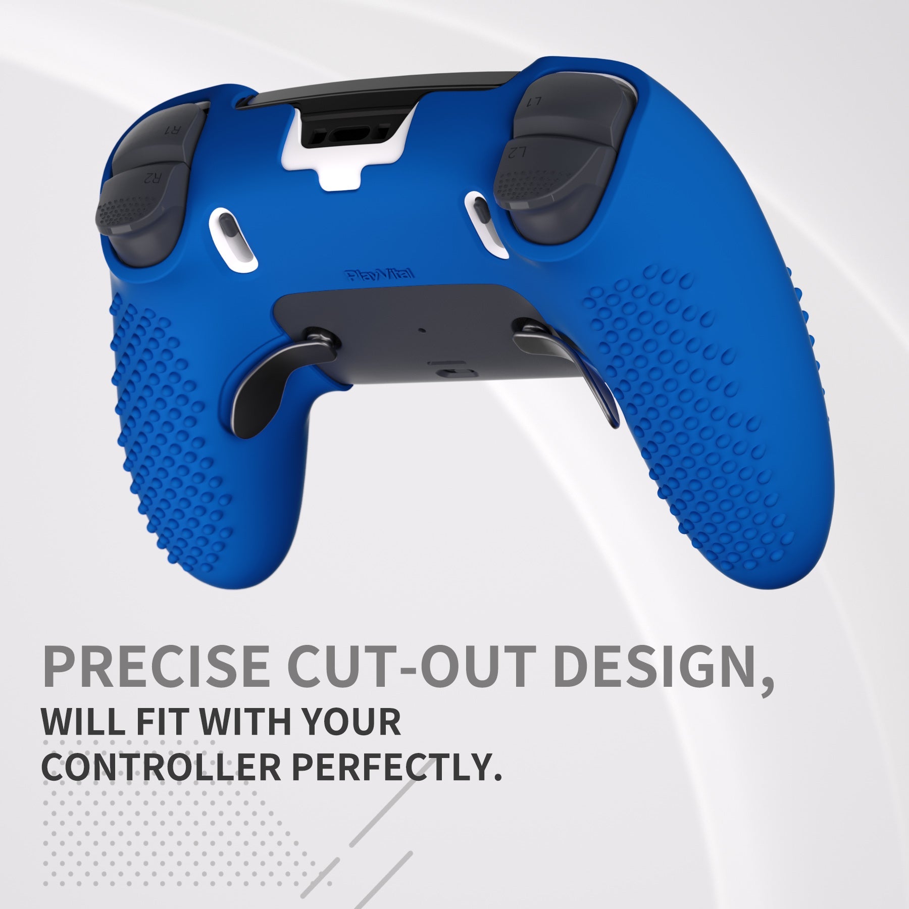 PlayVital 3D Studded Edition Anti-Slip Silicone Cover Case with Thumb Grip Caps for PS5 Edge Controller - Blue PlayVital