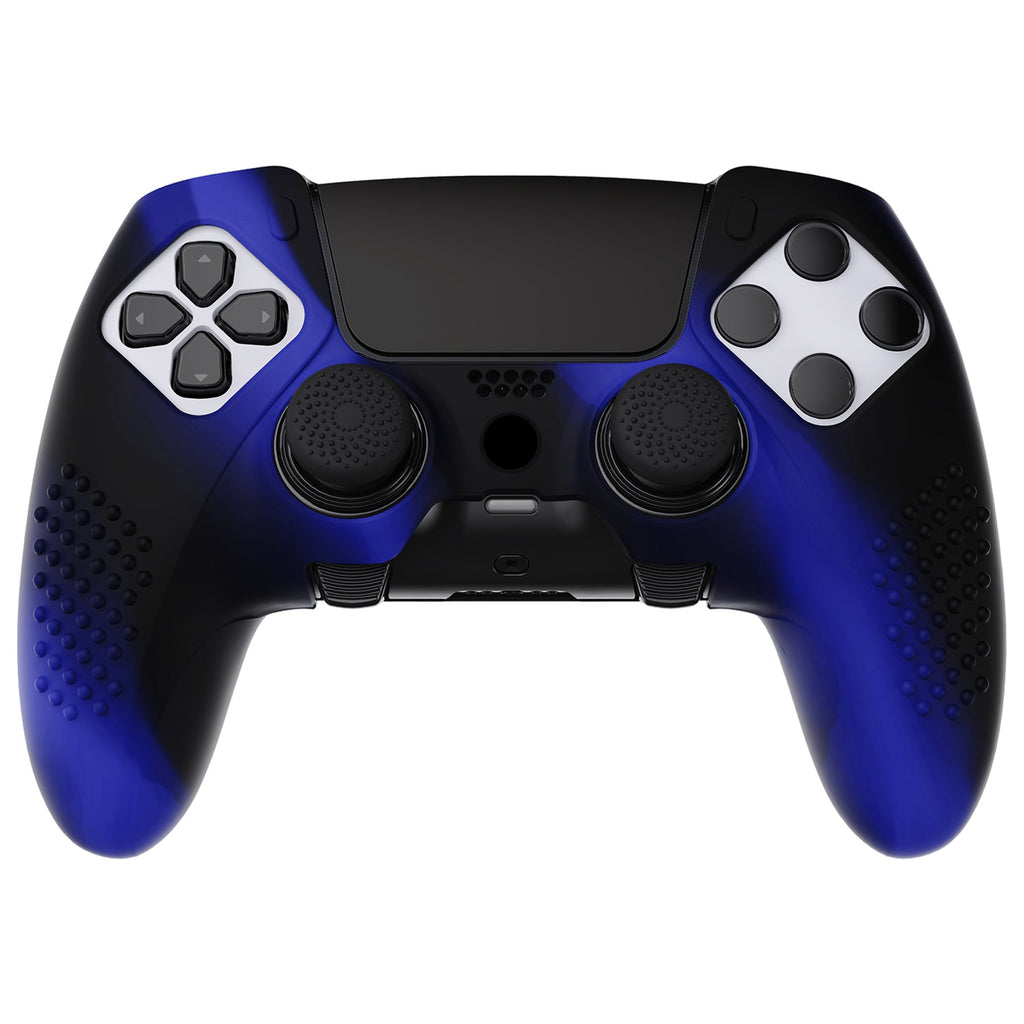 PlayVital 3D Studded Edition Anti-Slip Silicone Cover Case with Thumb Grip Caps for PS5 Edge Controller - Blue & Black PlayVital