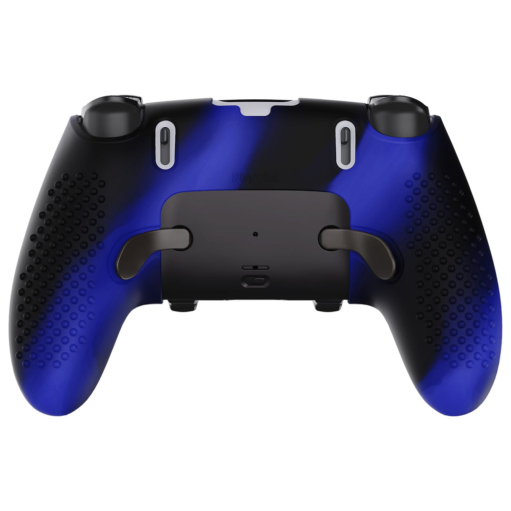 PlayVital 3D Studded Edition Anti-Slip Silicone Cover Case with Thumb Grip Caps for PS5 Edge Controller - Blue & Black PlayVital