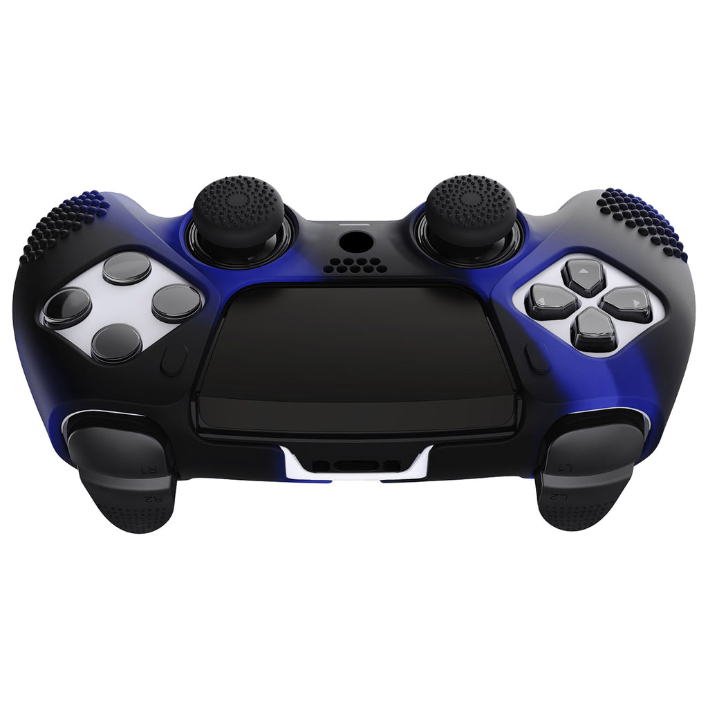 PlayVital 3D Studded Edition Anti-Slip Silicone Cover Case with Thumb Grip Caps for PS5 Edge Controller - Blue & Black PlayVital