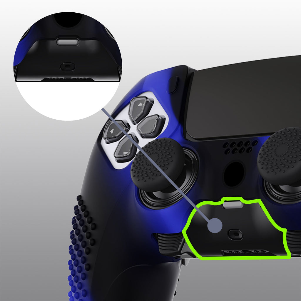 PlayVital 3D Studded Edition Anti-Slip Silicone Cover Case with Thumb Grip Caps for PS5 Edge Controller - Blue & Black PlayVital