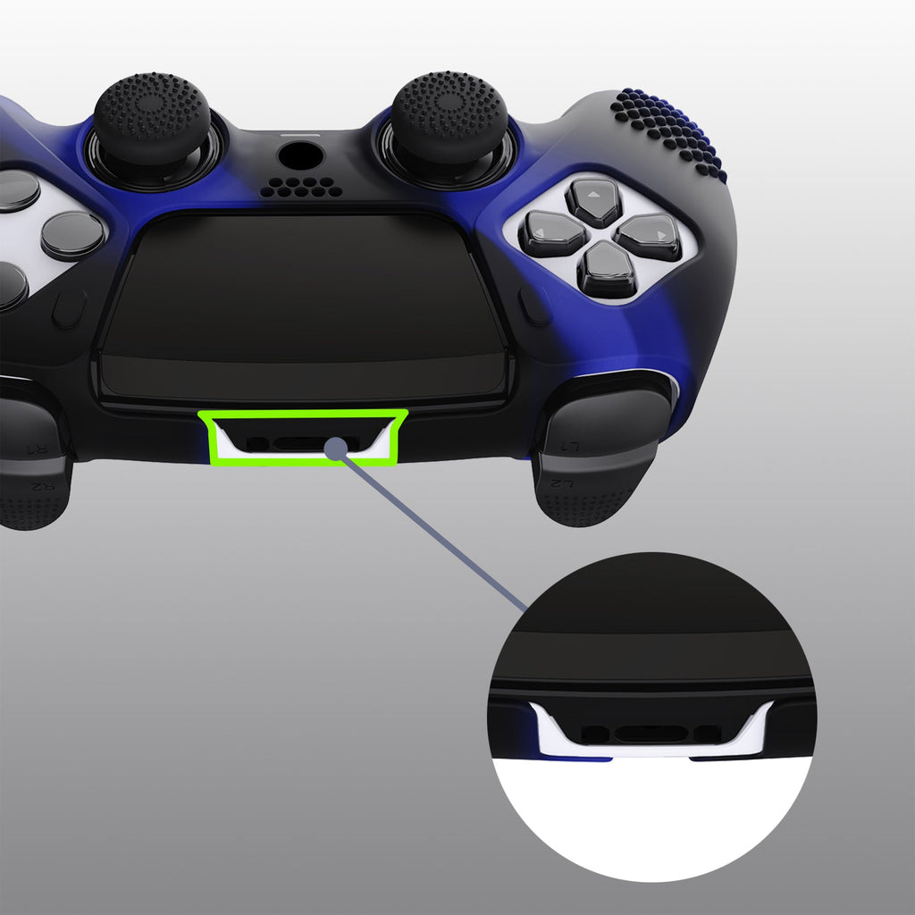 PlayVital 3D Studded Edition Anti-Slip Silicone Cover Case with Thumb Grip Caps for PS5 Edge Controller - Blue & Black PlayVital