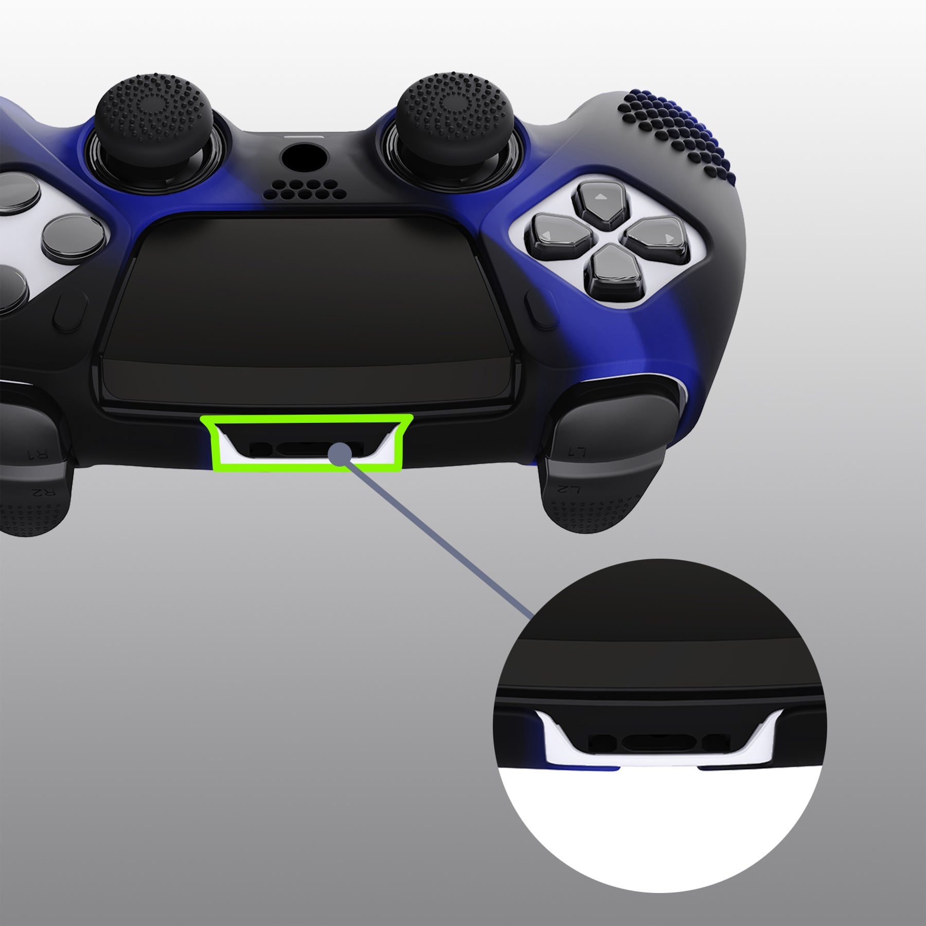 PlayVital 3D Studded Edition Anti-Slip Silicone Cover Case with Thumb Grip Caps for PS5 Edge Controller - Blue & Black PlayVital