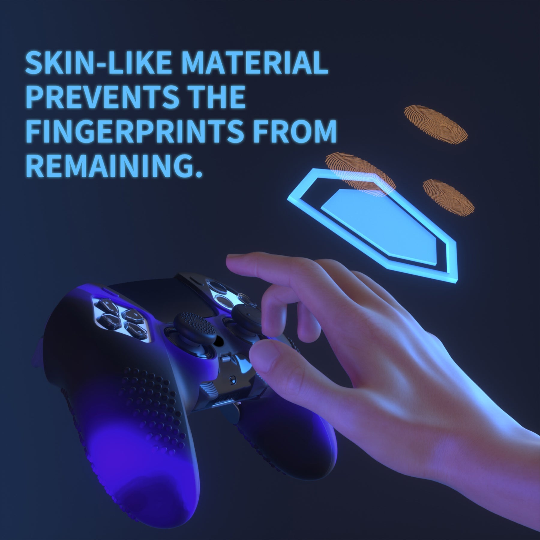 PlayVital 3D Studded Edition Anti-Slip Silicone Cover Case with Thumb Grip Caps for PS5 Edge Controller - Blue & Black PlayVital