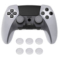 PlayVital 3D Studded Edition Anti-Slip Silicone Cover Case with Thumb Grip Caps for PS5 Edge Controller - Clear White PlayVital