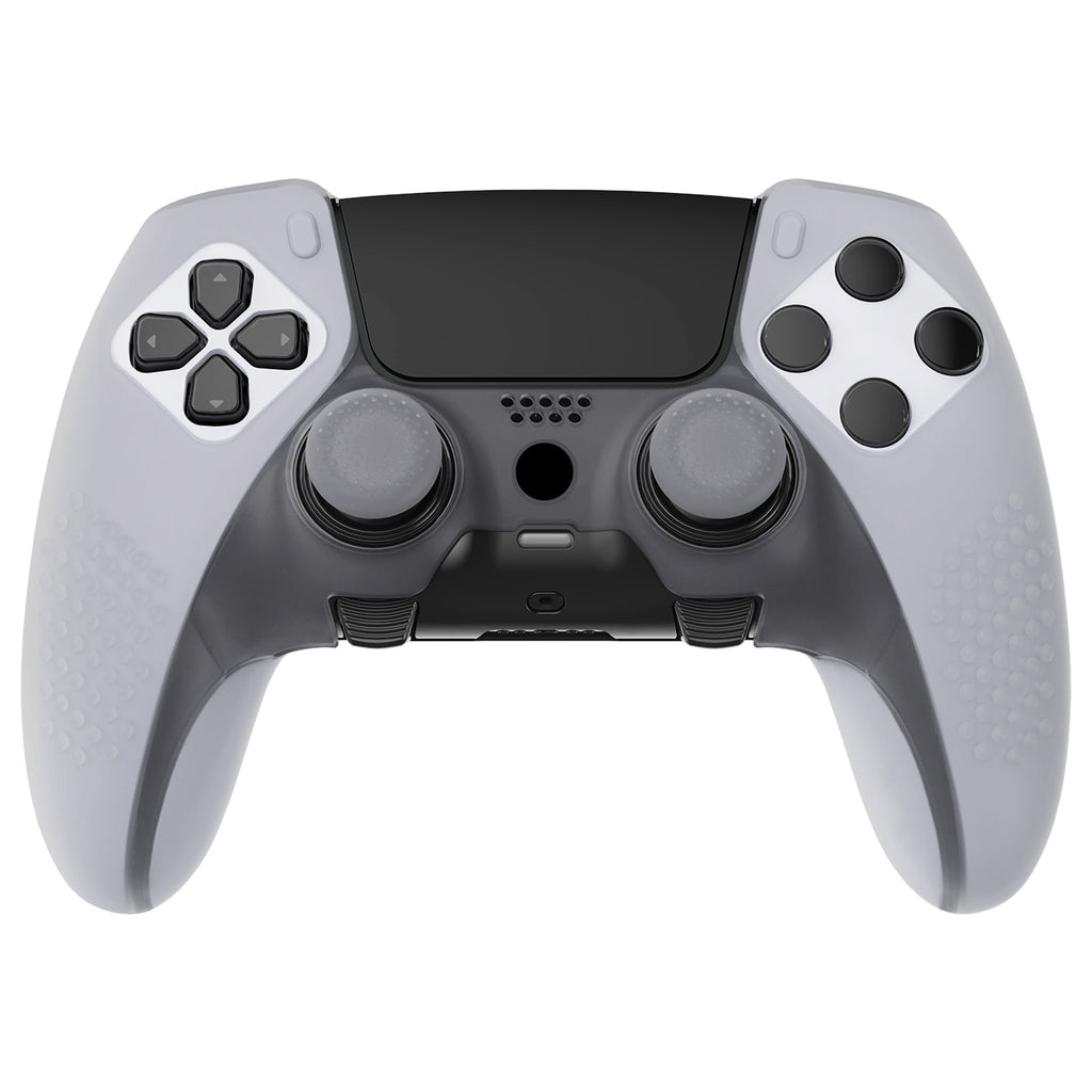 PlayVital 3D Studded Edition Anti-Slip Silicone Cover Case with Thumb Grip Caps for PS5 Edge Controller - Clear White PlayVital