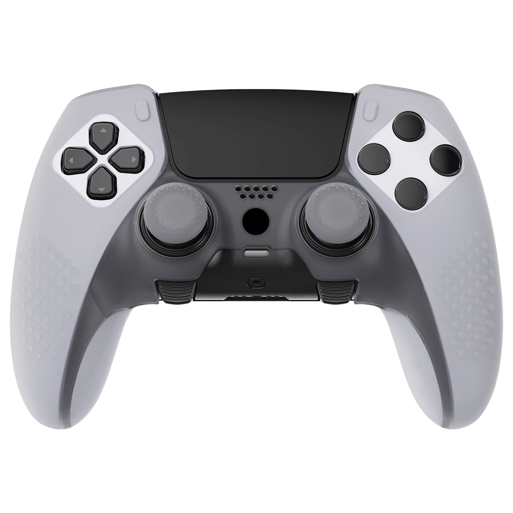 PlayVital 3D Studded Edition Anti-Slip Silicone Cover Case with Thumb Grip Caps for PS5 Edge Controller - Clear White PlayVital