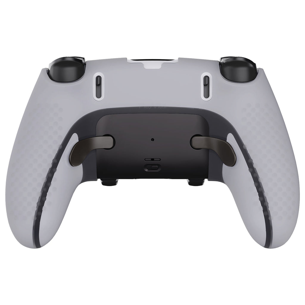 PlayVital 3D Studded Edition Anti-Slip Silicone Cover Case with Thumb Grip Caps for PS5 Edge Controller - Clear White PlayVital