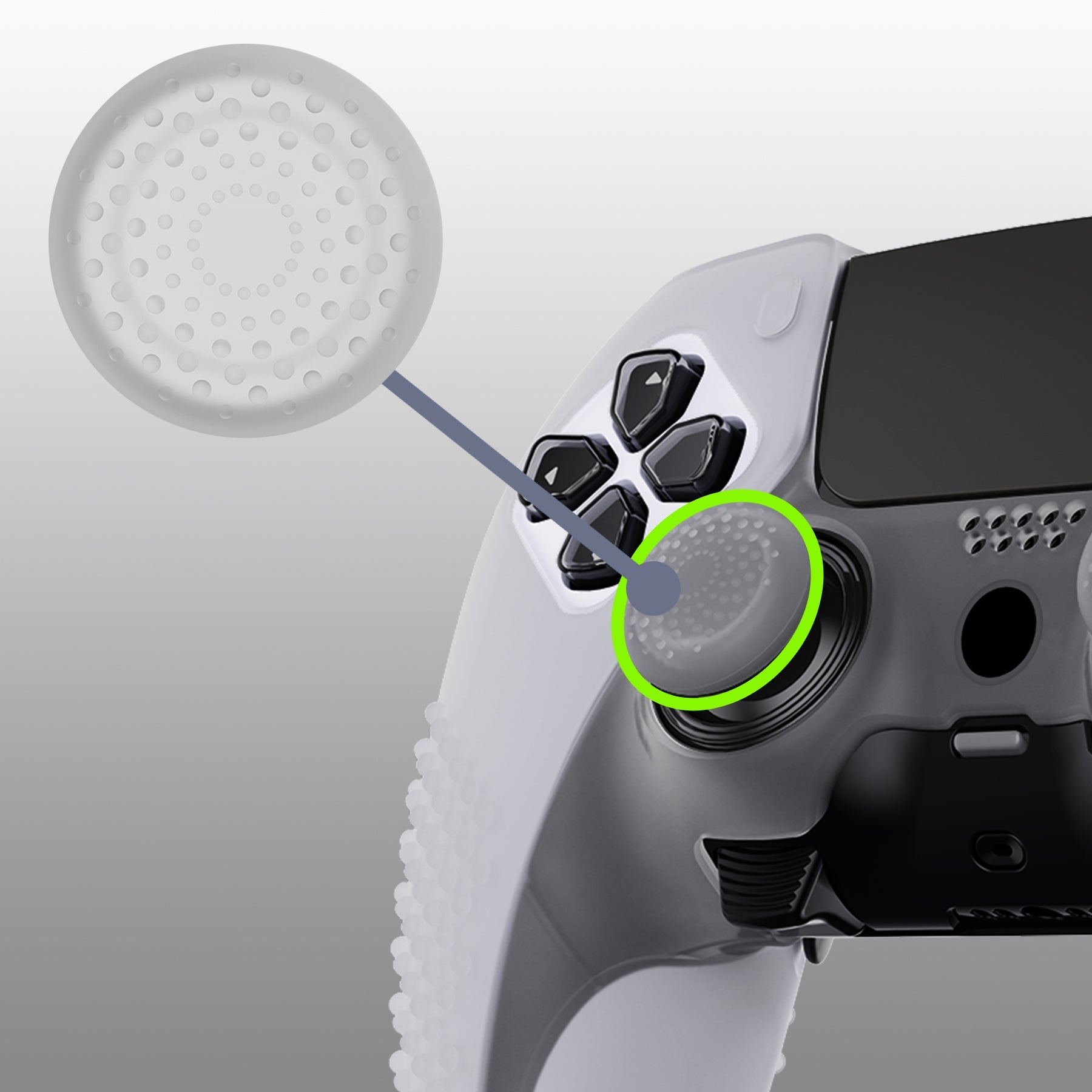 PlayVital 3D Studded Edition Anti-Slip Silicone Cover Case with Thumb Grip Caps for PS5 Edge Controller - Clear White PlayVital