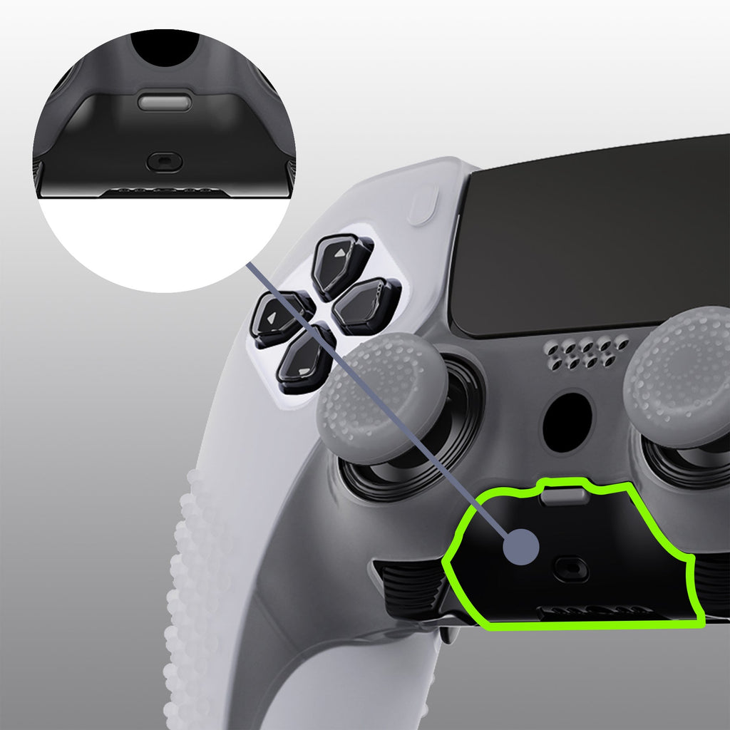 PlayVital 3D Studded Edition Anti-Slip Silicone Cover Case with Thumb Grip Caps for PS5 Edge Controller - Clear White PlayVital