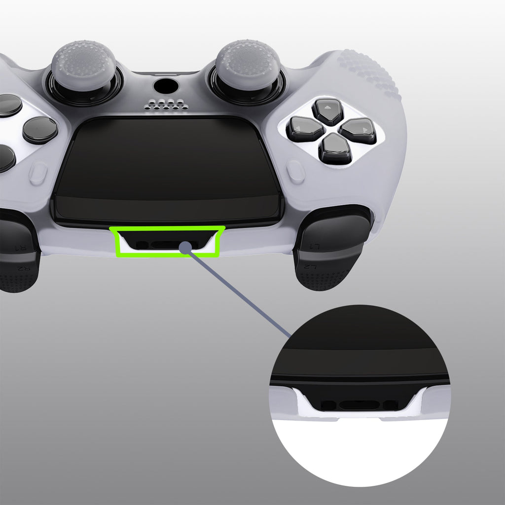PlayVital 3D Studded Edition Anti-Slip Silicone Cover Case with Thumb Grip Caps for PS5 Edge Controller - Clear White PlayVital