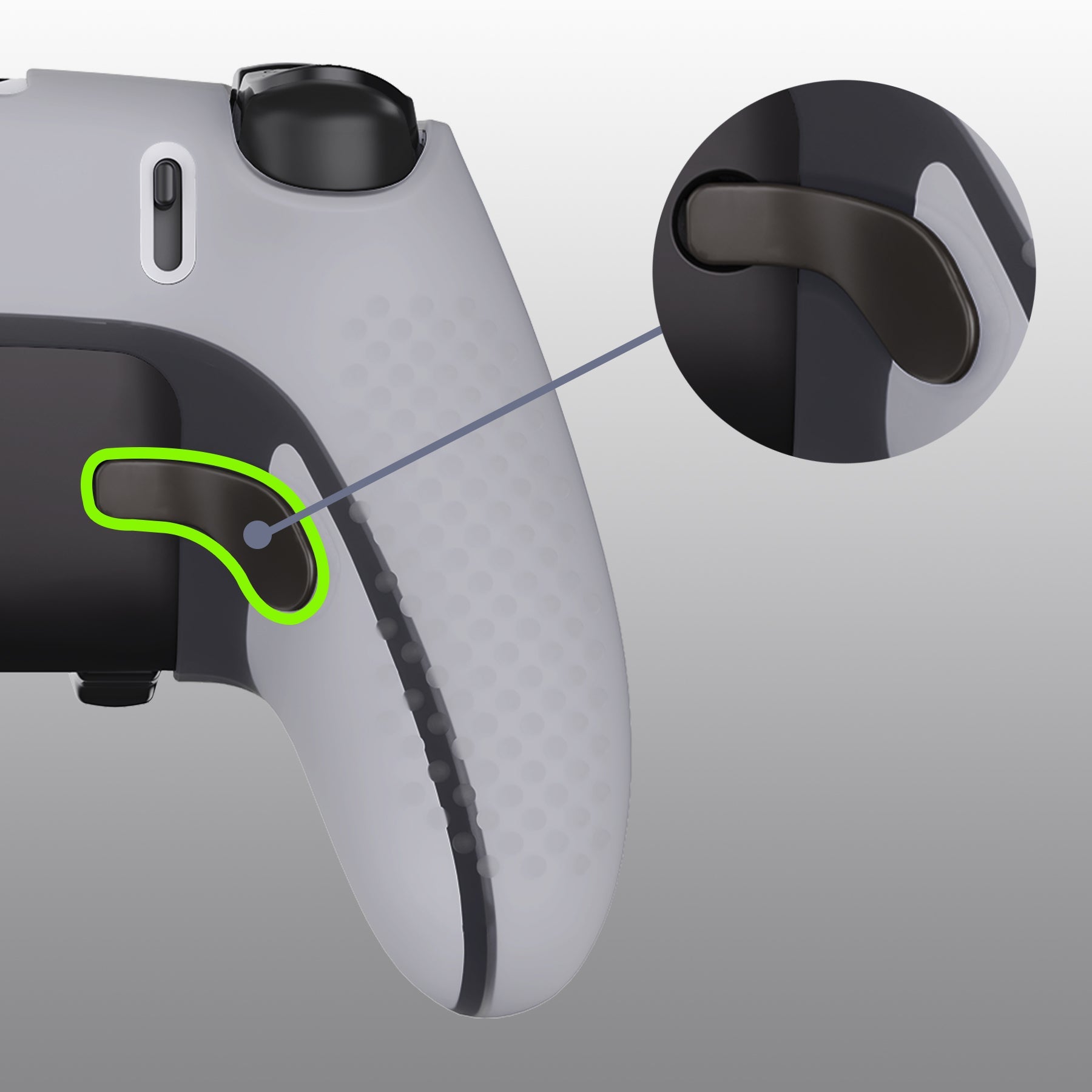 PlayVital 3D Studded Edition Anti-Slip Silicone Cover Case with Thumb Grip Caps for PS5 Edge Controller - Clear White PlayVital