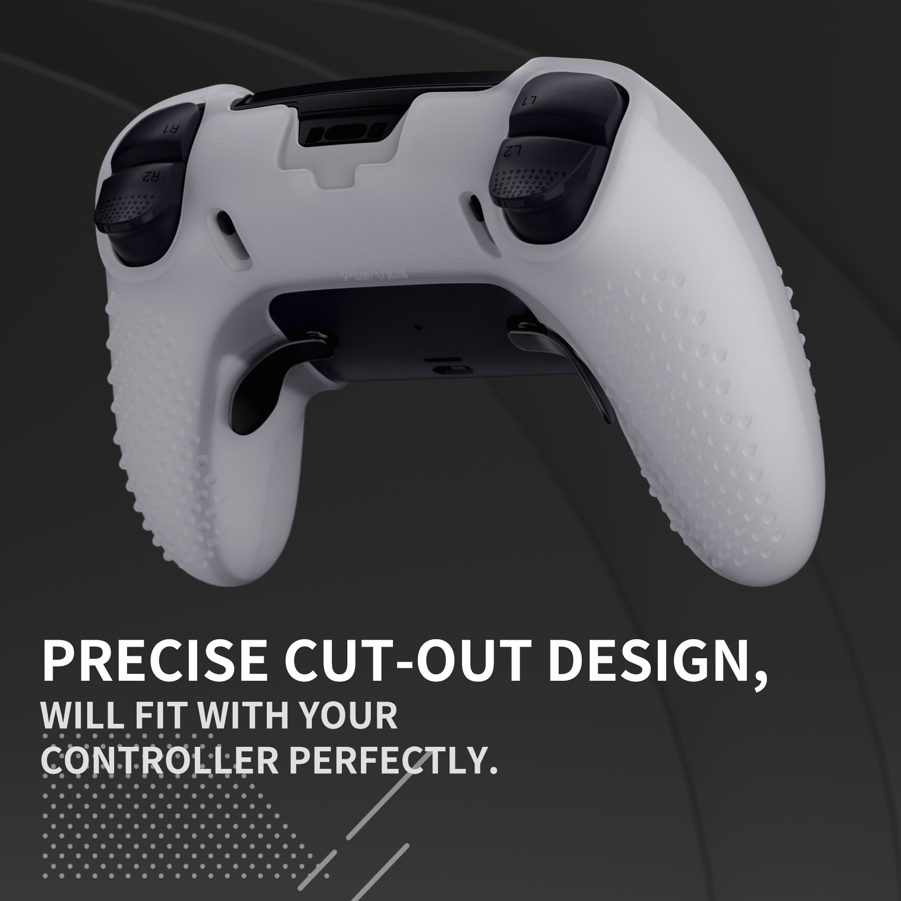 PlayVital 3D Studded Edition Anti-Slip Silicone Cover Case with Thumb Grip Caps for PS5 Edge Controller - Clear White PlayVital