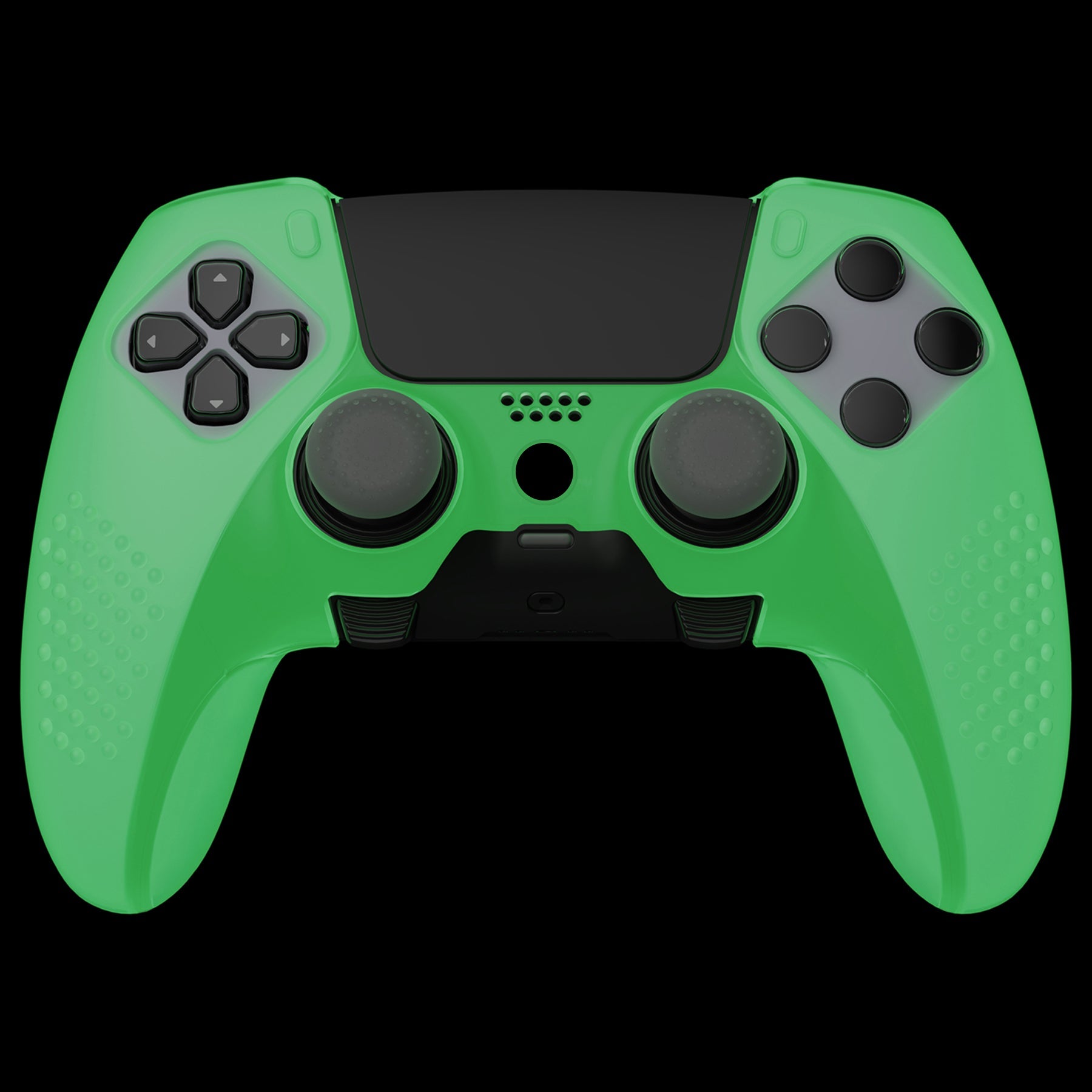 PlayVital 3D Studded Edition Anti-Slip Silicone Cover Case with Thumb Grip Caps for PS5 Edge Controller - Glow in Dark - Green PlayVital