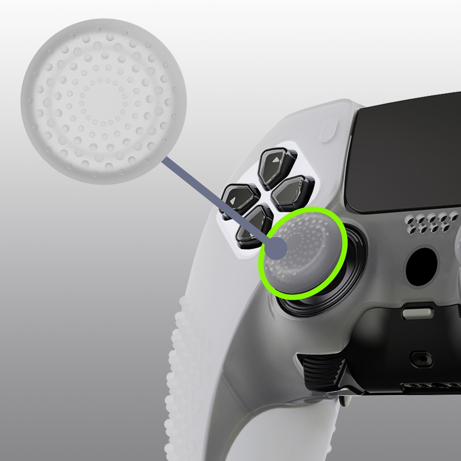 PlayVital 3D Studded Edition Anti-Slip Silicone Cover Case with Thumb Grip Caps for PS5 Edge Controller - Glow in Dark - Green PlayVital