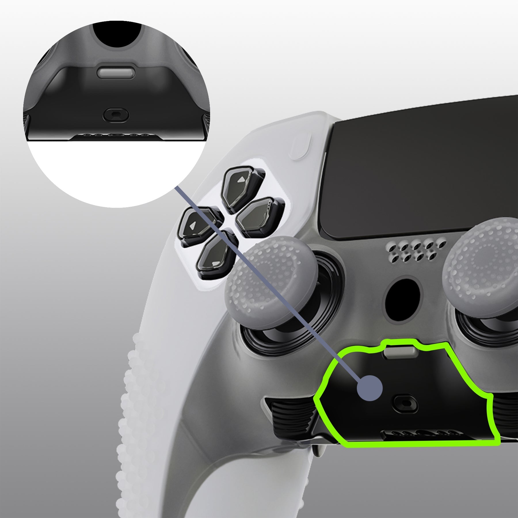 PlayVital 3D Studded Edition Anti-Slip Silicone Cover Case with Thumb Grip Caps for PS5 Edge Controller - Glow in Dark - Green PlayVital