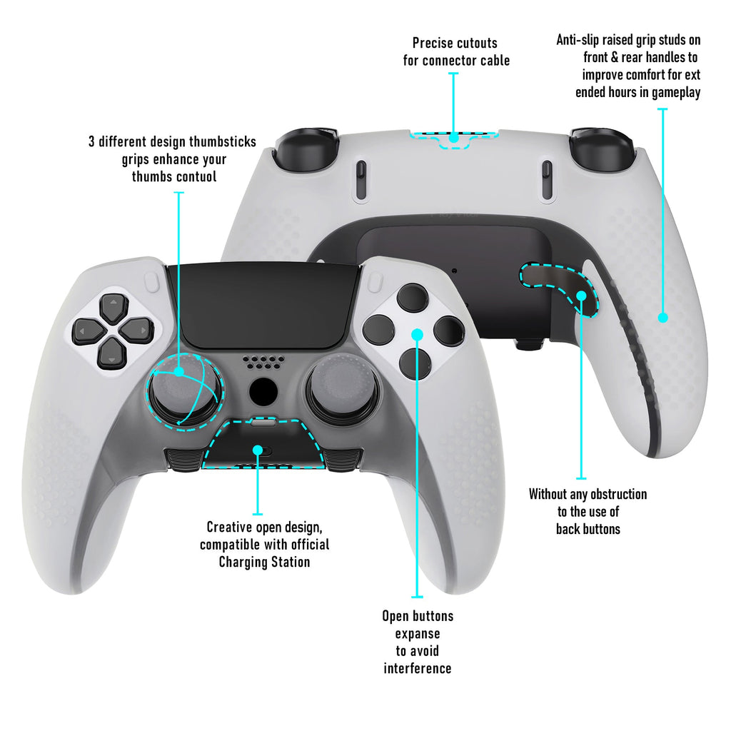 PlayVital 3D Studded Edition Anti-Slip Silicone Cover Case with Thumb Grip Caps for PS5 Edge Controller - Glow in Dark - Green PlayVital