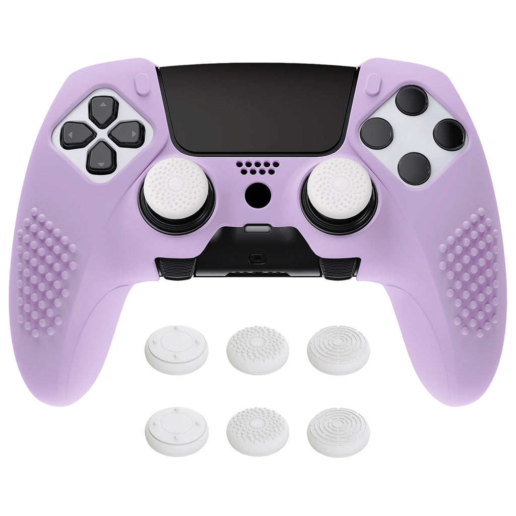 PlayVital 3D Studded Edition Anti-Slip Silicone Cover Case with Thumb Grip Caps for PS5 Edge Controller - Mauve Purple PlayVital