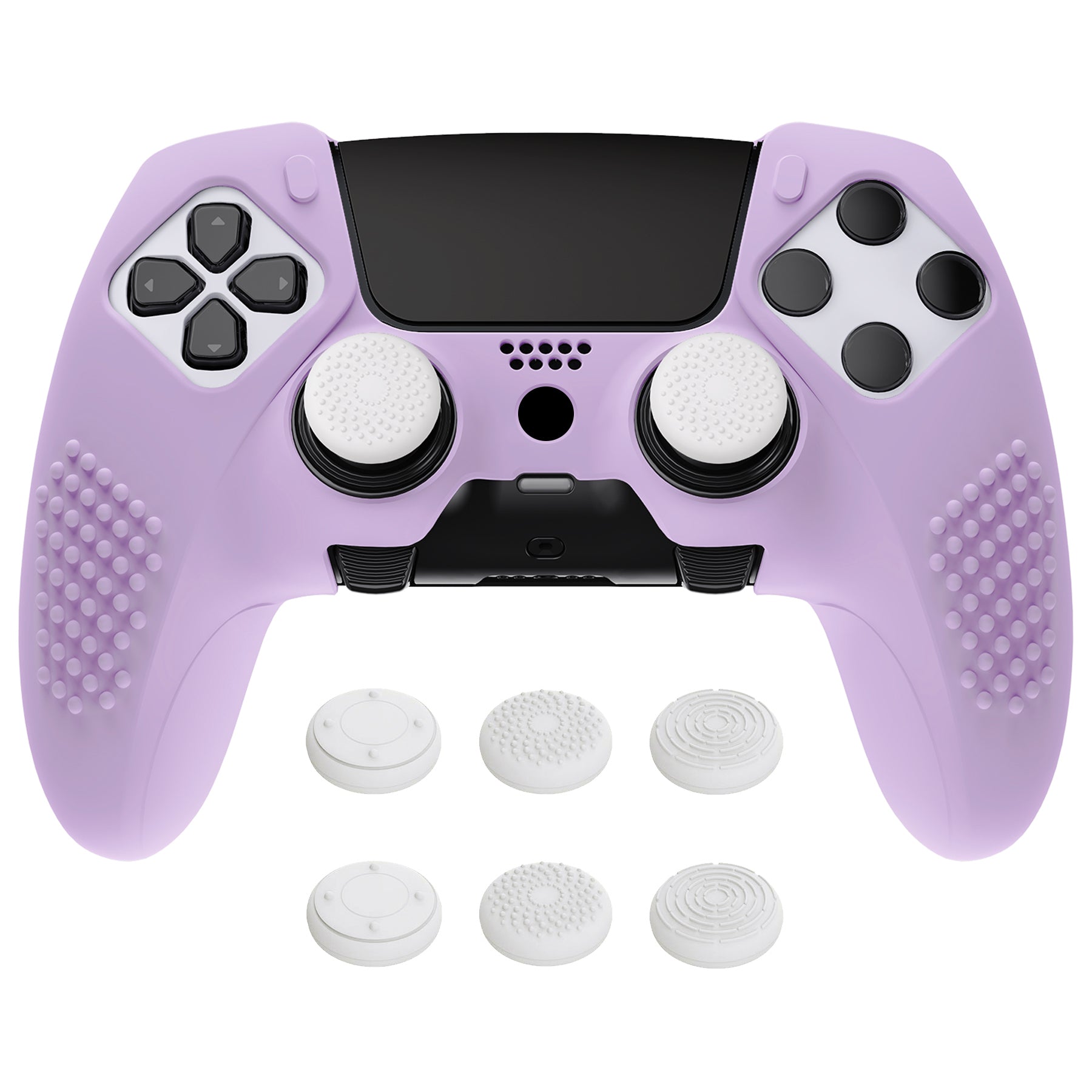 PlayVital 3D Studded Edition Anti-Slip Silicone Cover Case with Thumb Grip Caps for PS5 Edge Controller - Mauve Purple PlayVital