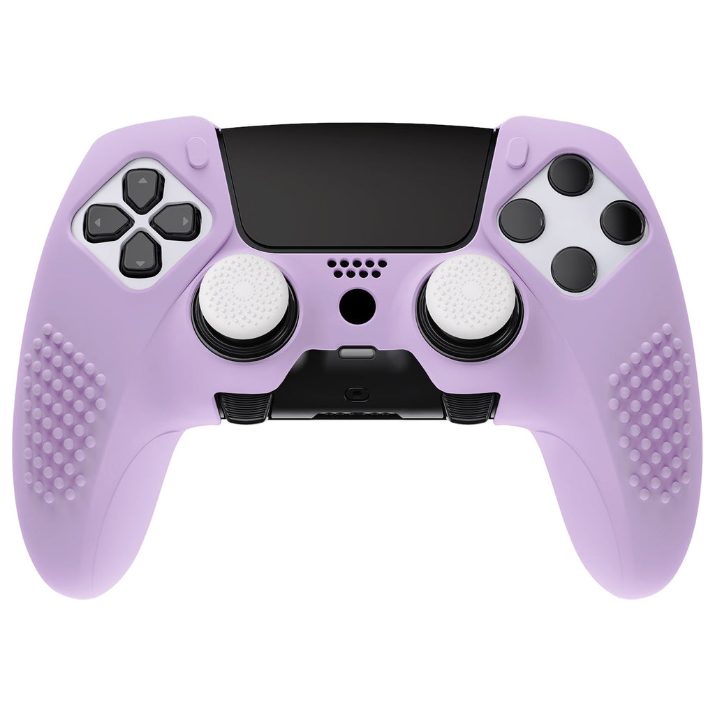 PlayVital 3D Studded Edition Anti-Slip Silicone Cover Case with Thumb Grip Caps for PS5 Edge Controller - Mauve Purple PlayVital